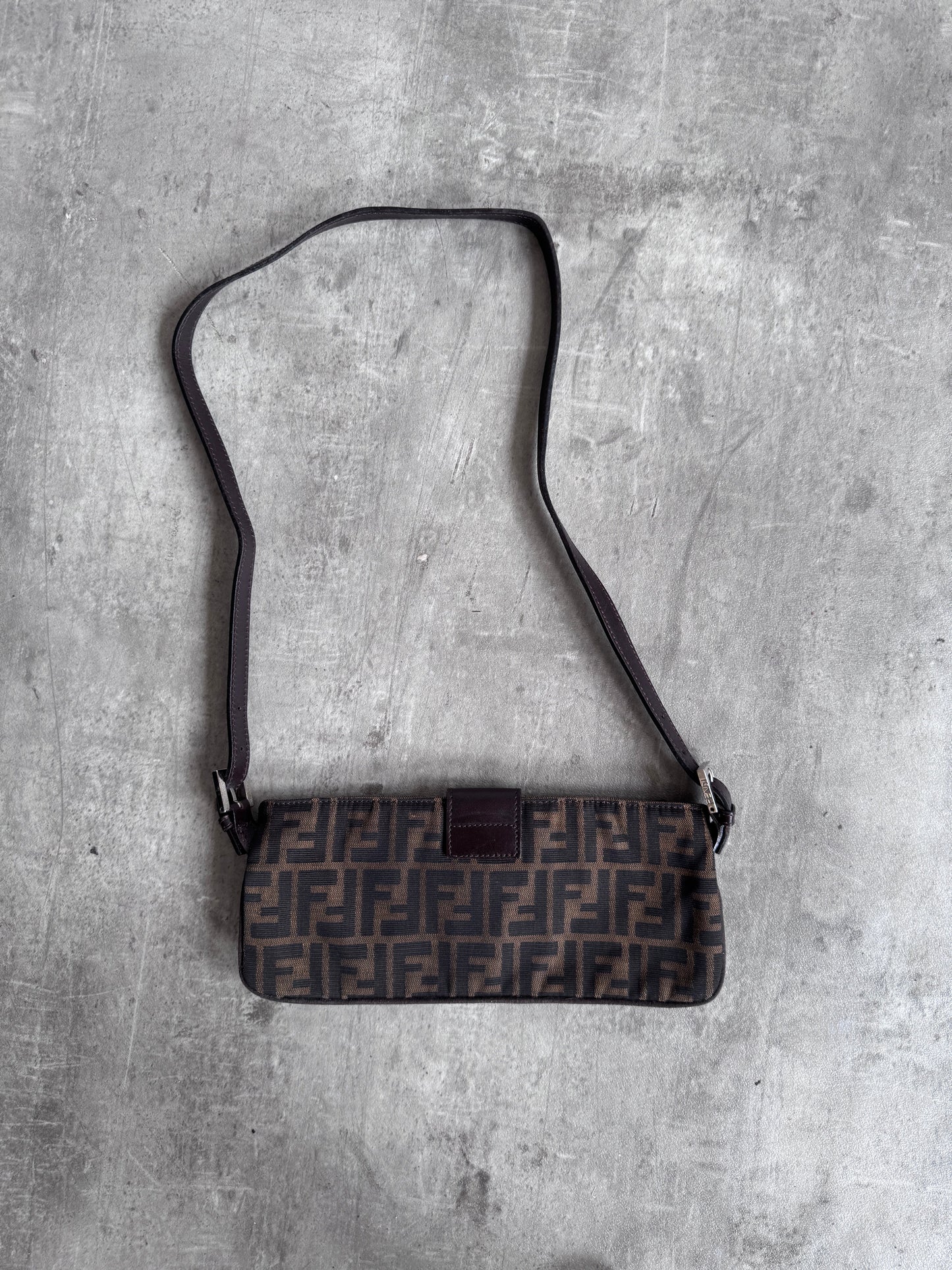 Fendi Brown Monogram Buckle Baguette Bag