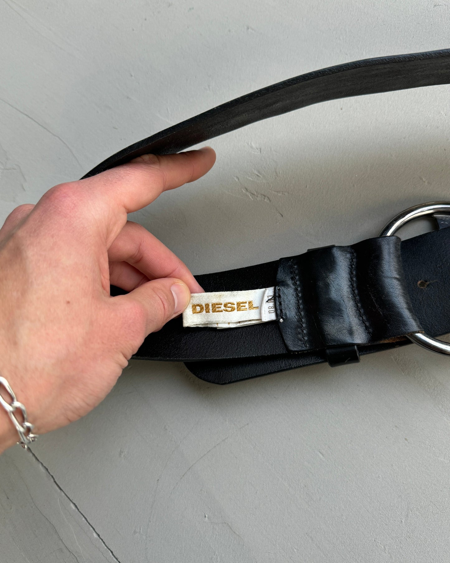 DIESEL OVERSIZED BUCKLE LEATHER BELT | O/S, Black