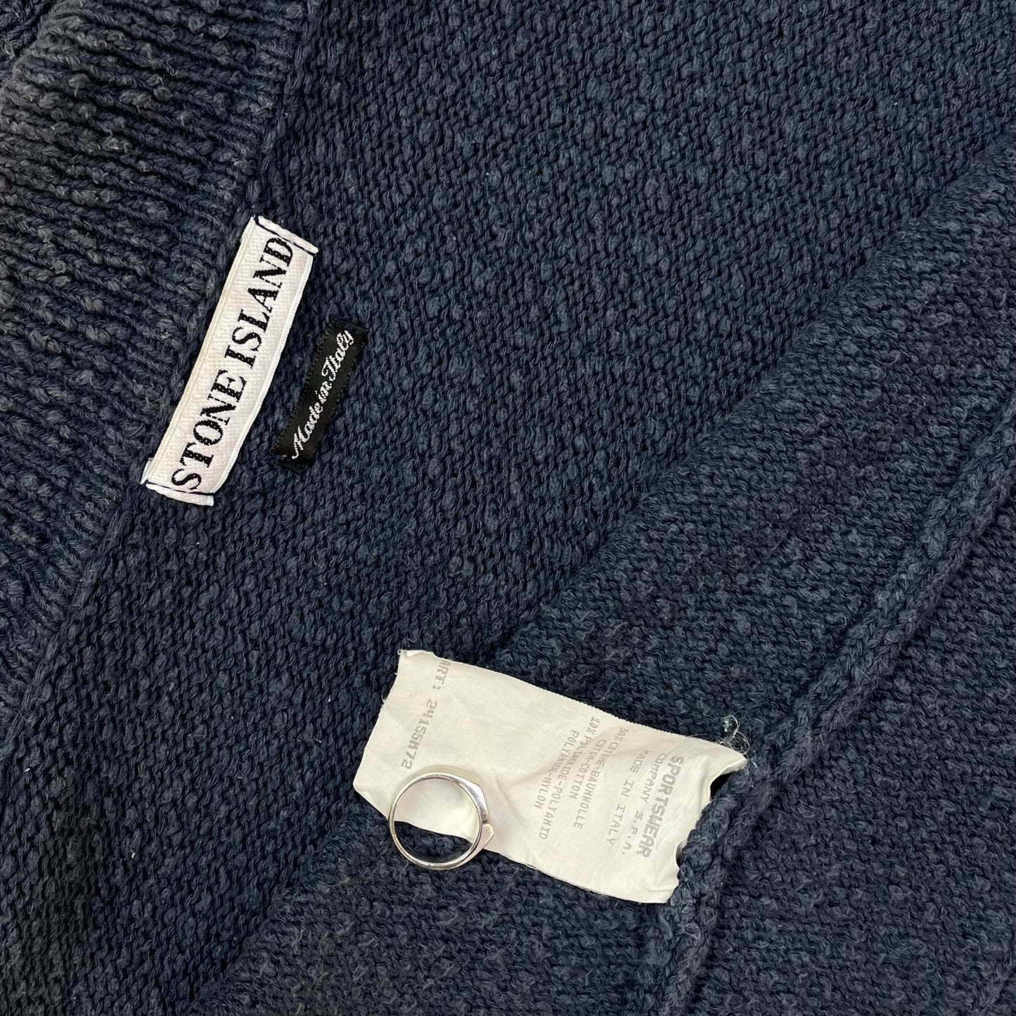 Stone Island Grey Chenille Knit Cardigan SS96 | Large, Multicoloured