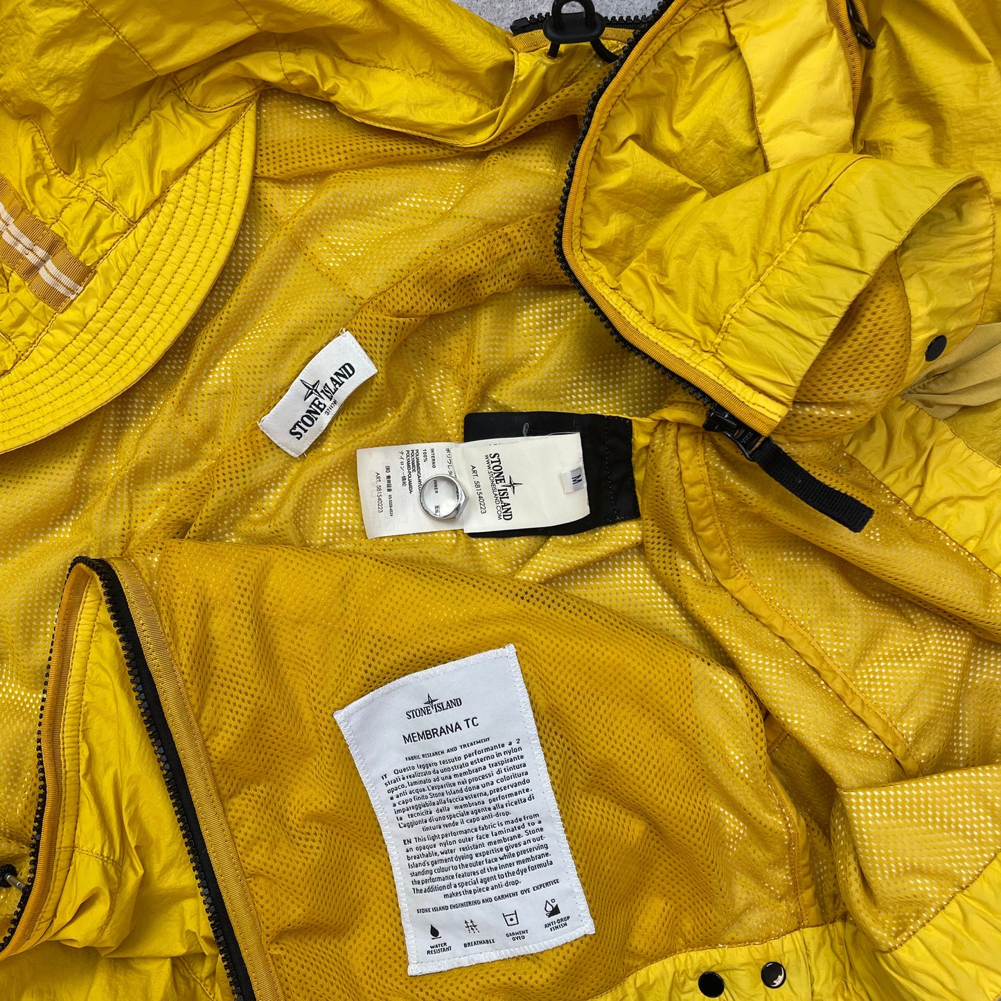 Stone Island Yellow Membrana TC Lightweight Hooded Jacket SS13 | Medium, Multicoloured