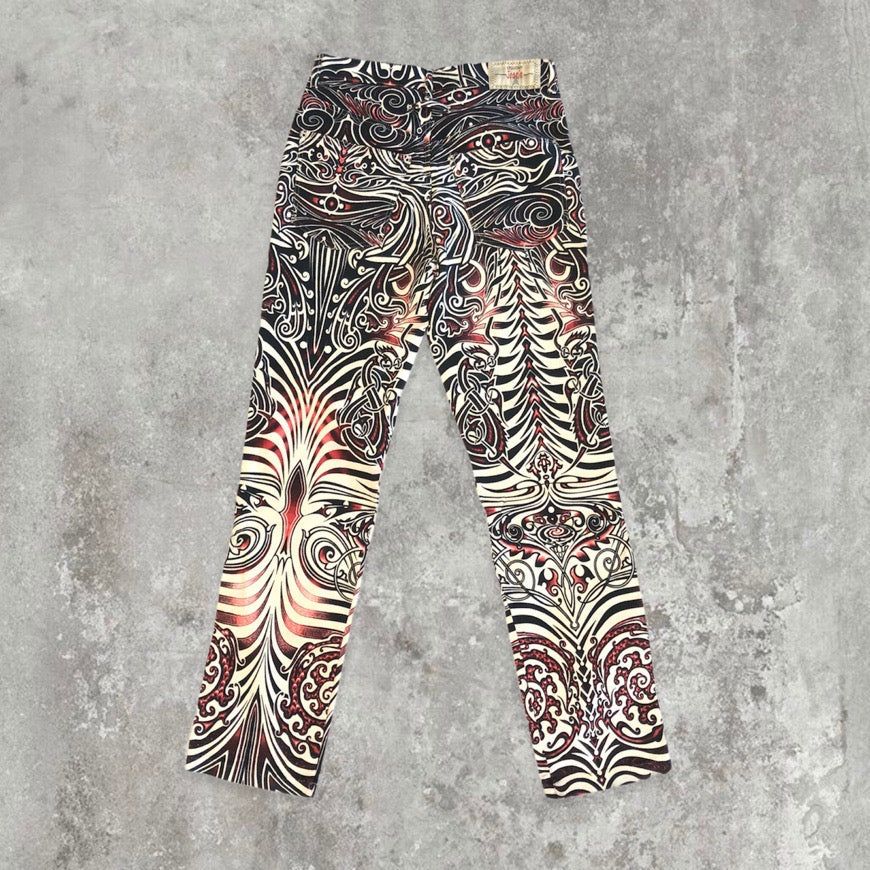 Vintage 1996 Jean Paul Gaultier JPG Jean’s with Tribal Tattoo Print | Default Title, Multicoloured