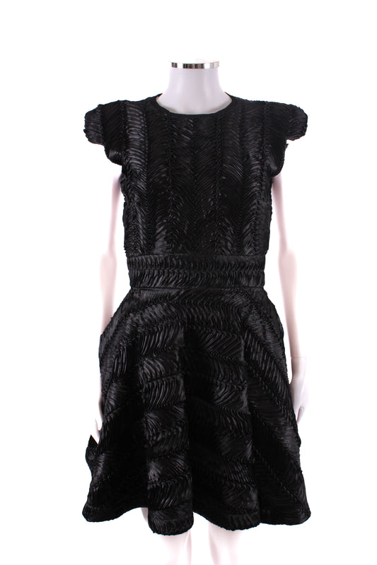 Philip Armstrong Pleat Detail Mini Dress Black 10 | O/S, Black