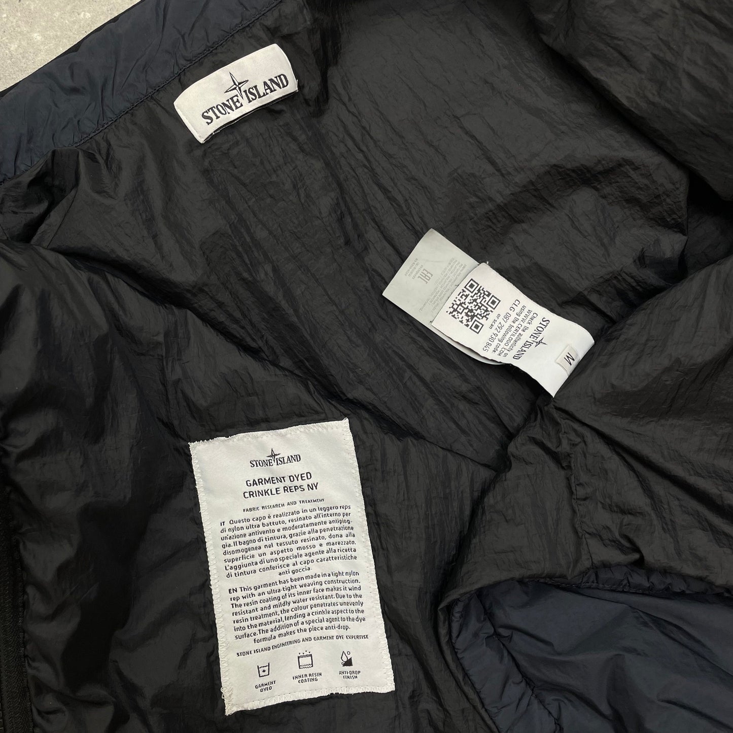 Stone Island Navy Padded Garment Dyed Crinkle Reps Jacket | Medium, Navy