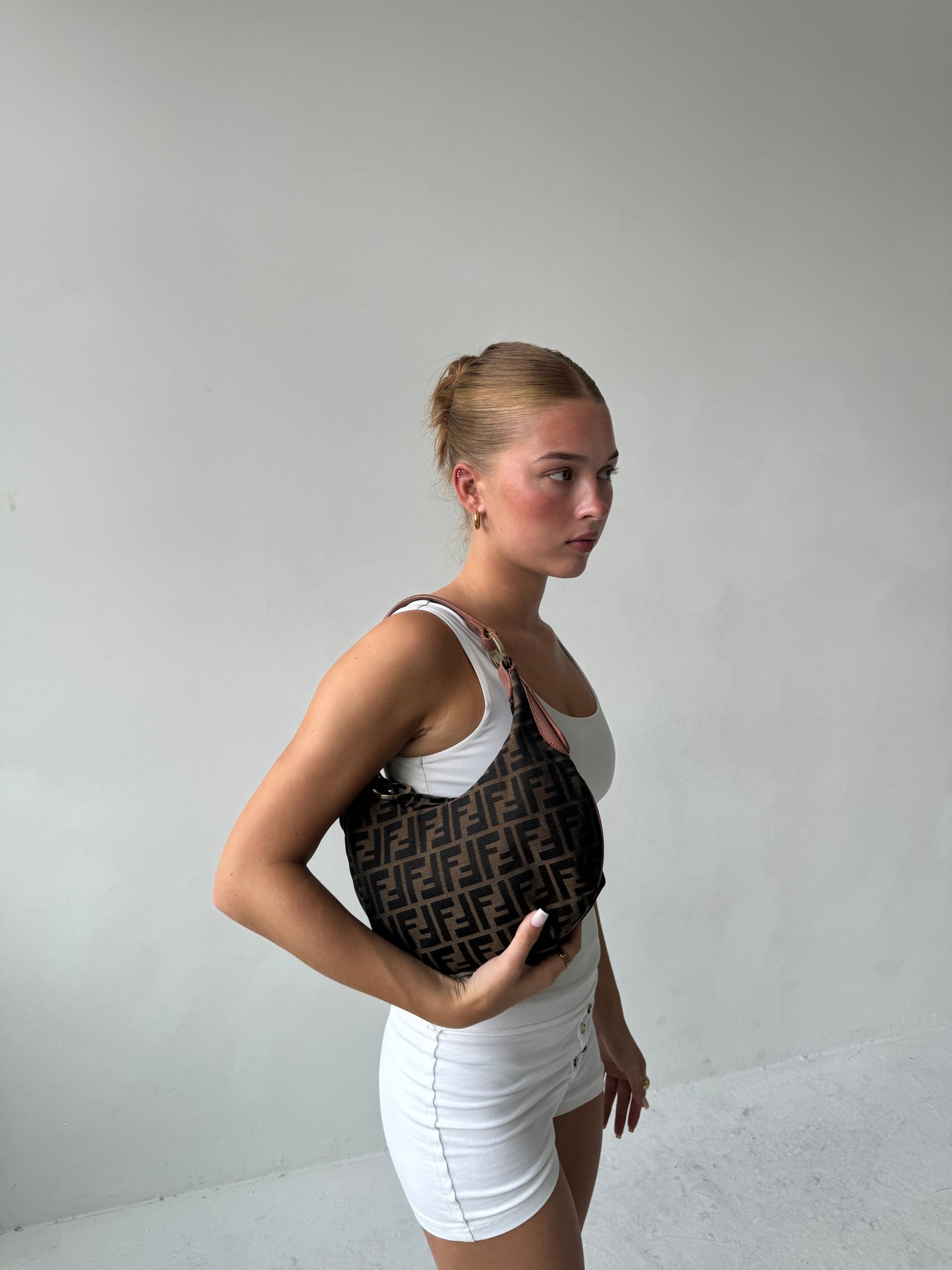 90s Fendi Zucca Mini Hobo Shoulder Bag | O/S, Brown
