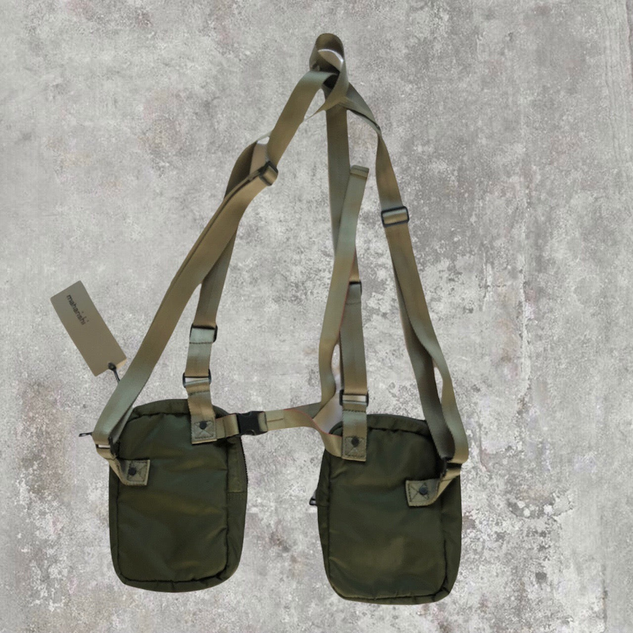 Maharishi Holster 2 Pouch Bum Bag / Chest Rig Khaki with Orange Lining | O/S, Multicoloured