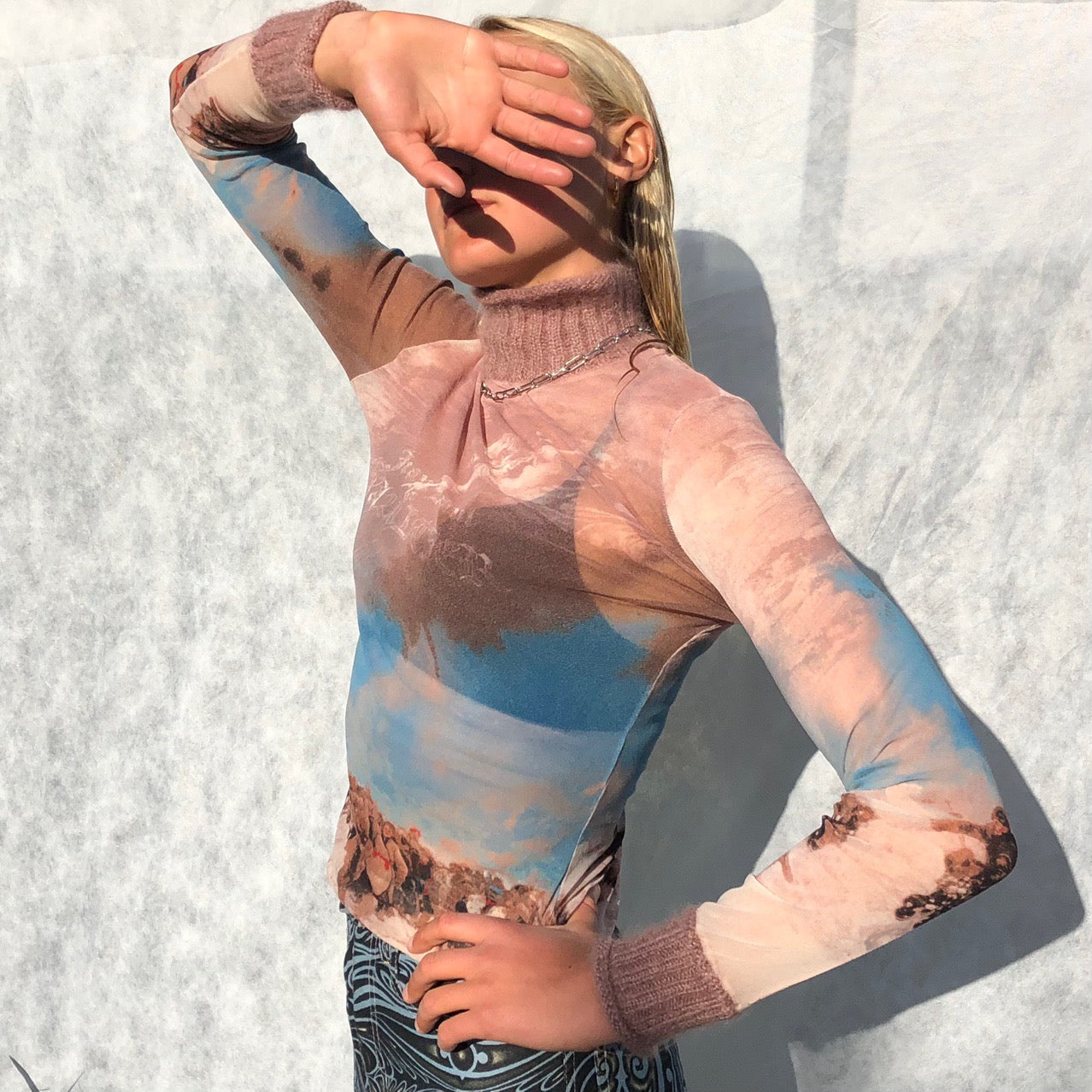 JEAN PAUL GAULTIER ANGEL PRINT LONG SLEEVE MESH TOP – Known Source