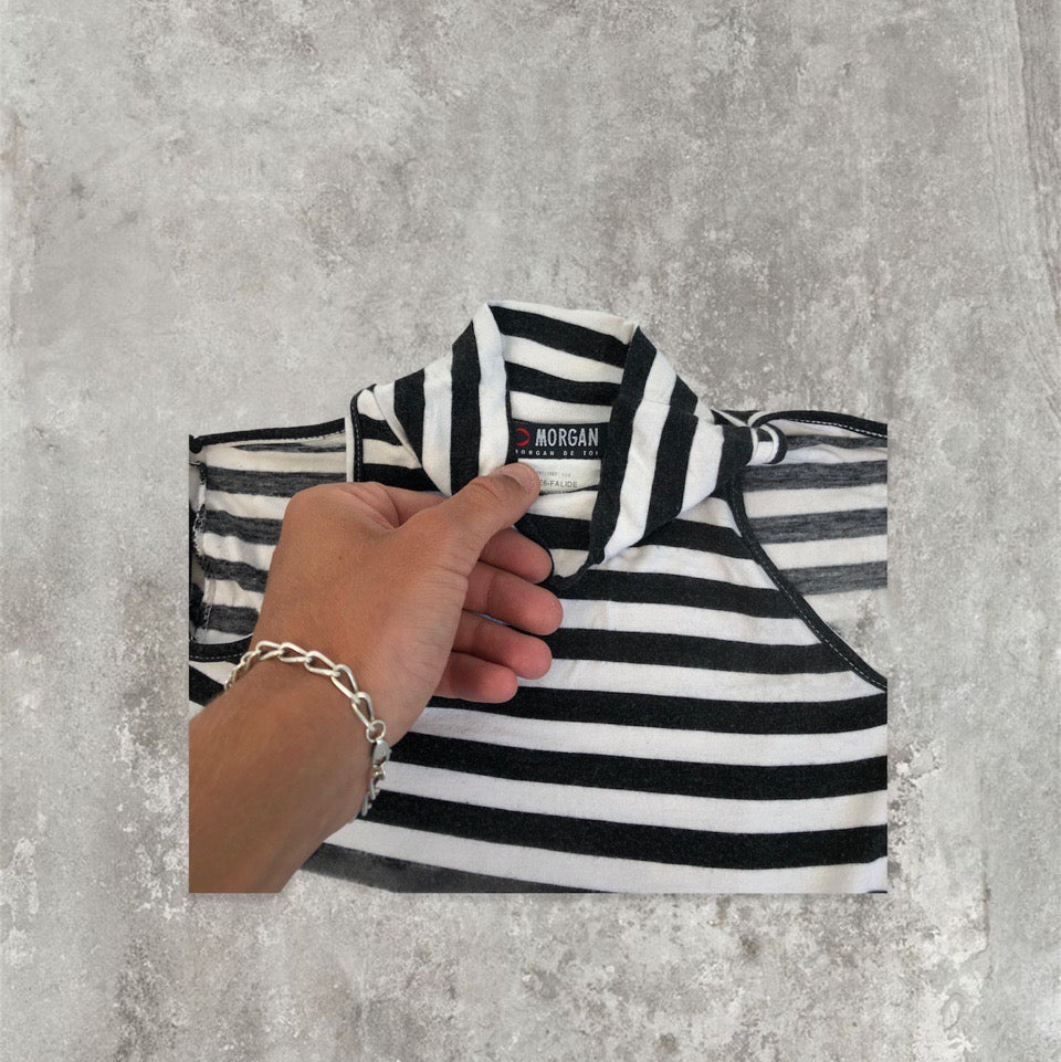 Morgan De Toi Cut Out Striped Top | Default Title, Black