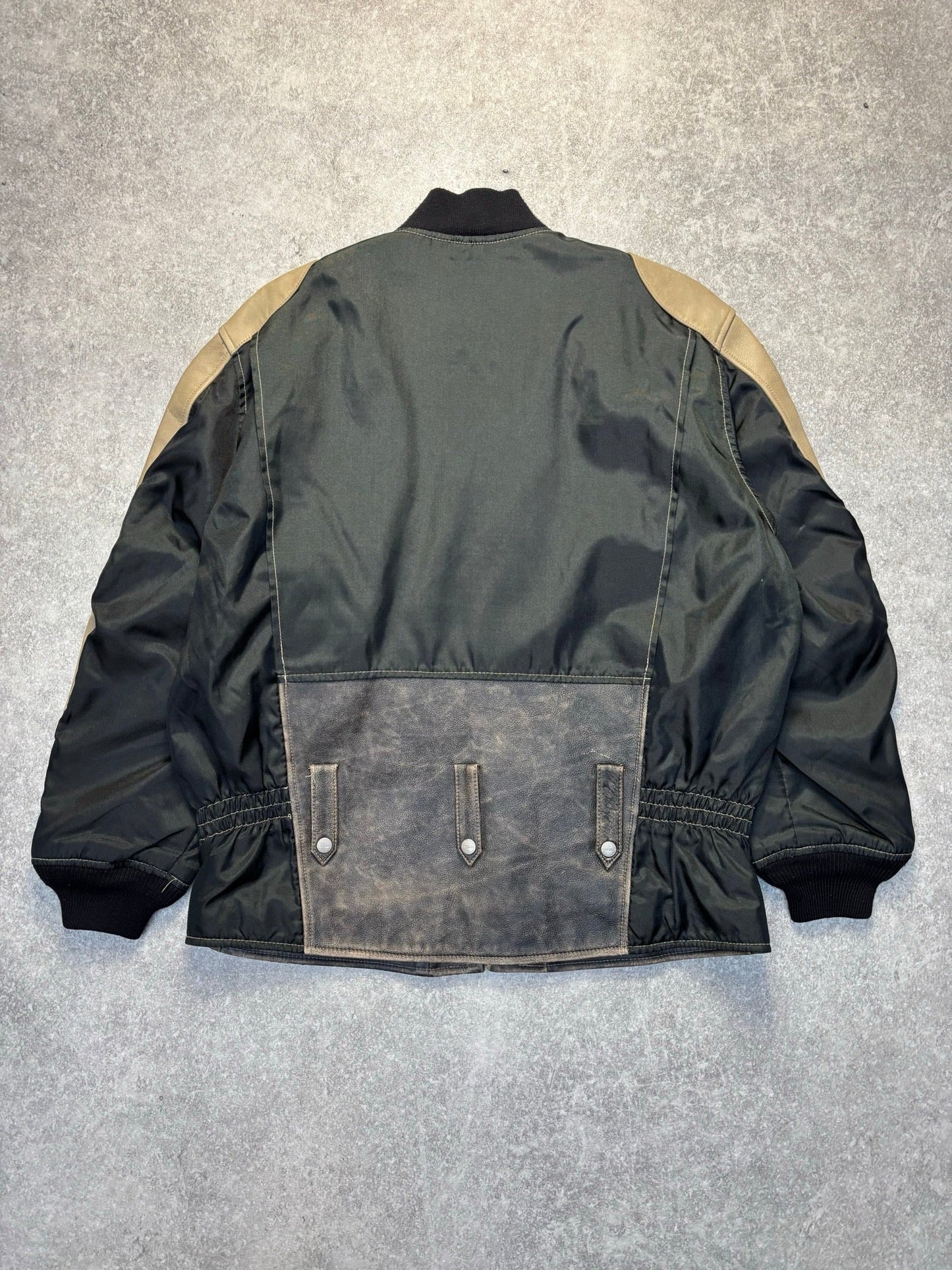 Marithe Francois Girbaud Logo Spellout Leather Nylon Jacket (50200)