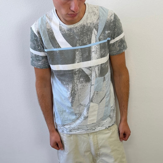 ENQUIRE FOR PRICE - Prada Sport Blue & Grey 00s Heatmap T-Shirt | Medium, Blue