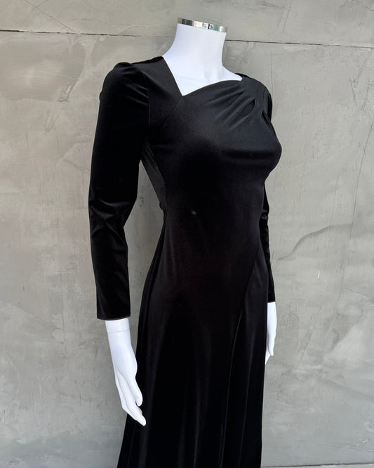 Giorgio Armani Asymmetric Neckline Velvet Dress - M