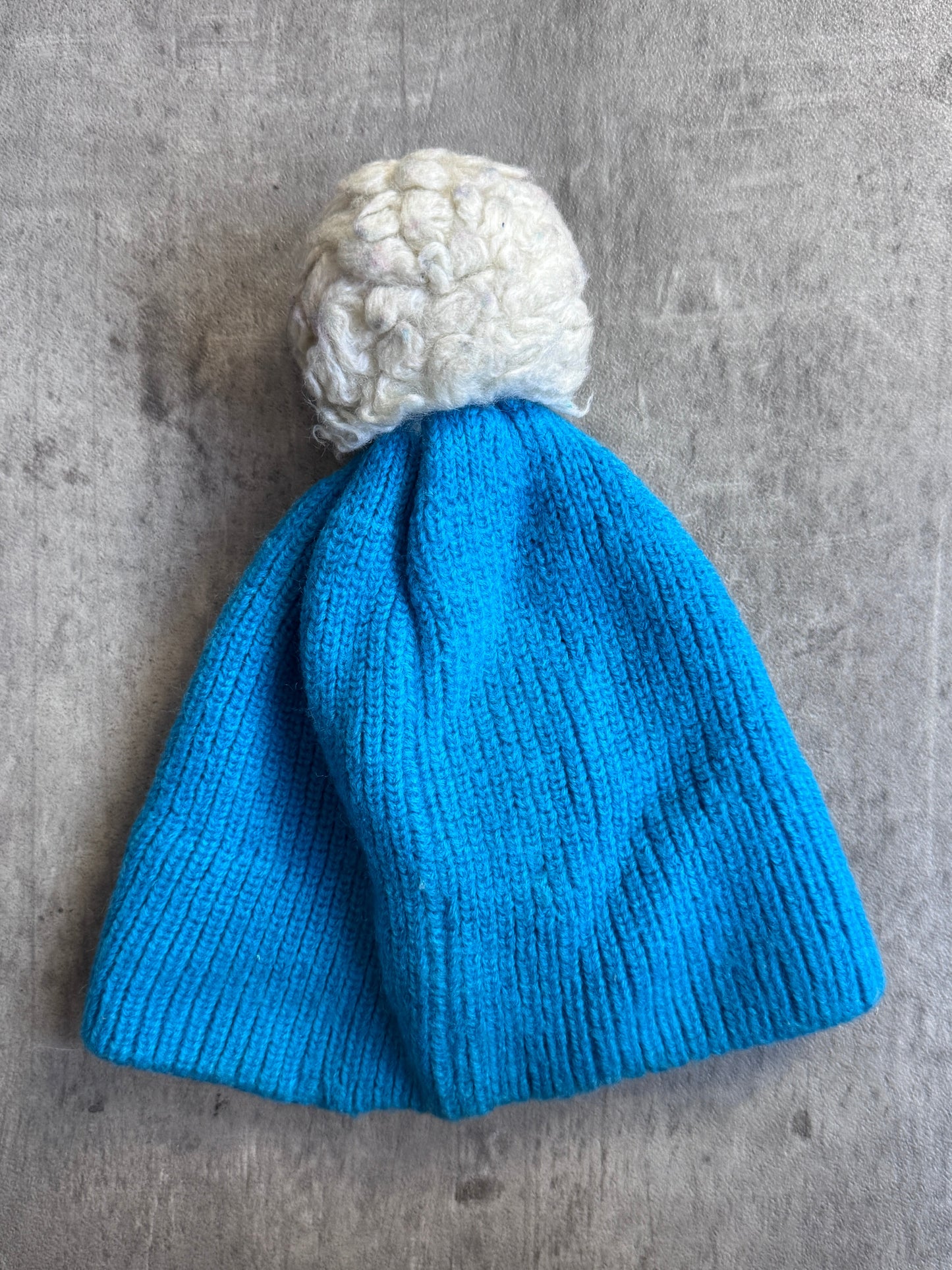 1980s Moncler Blue Wool Knit Bobble Hat