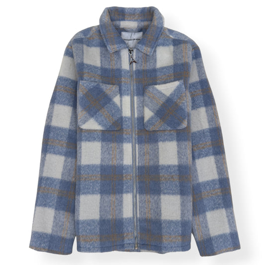 MANIERE DE VOIR CHECK WOOL BLEND JACKET BLUE / GREY M | Medium, Blue