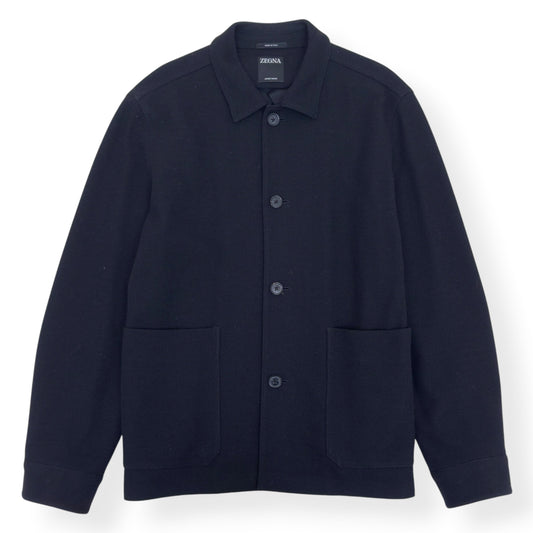 ZEGNA JERSEYWEAR WOOL / COTTON CHORE JACKET BLACK 54 / XL | XL, Black