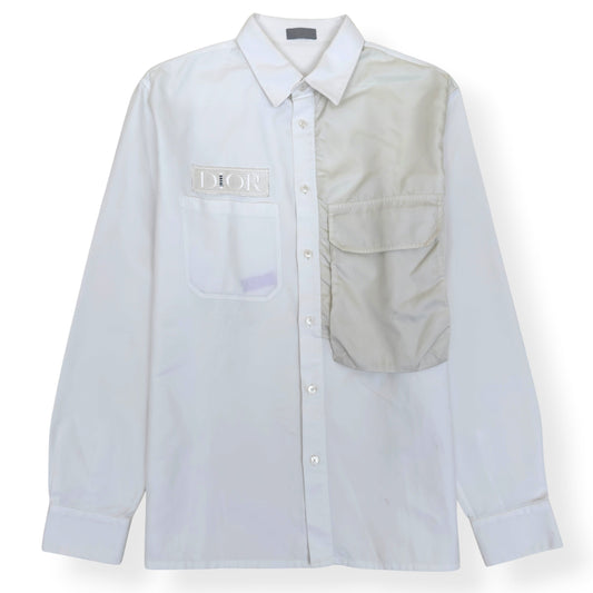 DIOR X SACAI EMBROIDERED LOGO COTTON OVERSHIRT WHITE 43 / XL | XL, Multicoloured