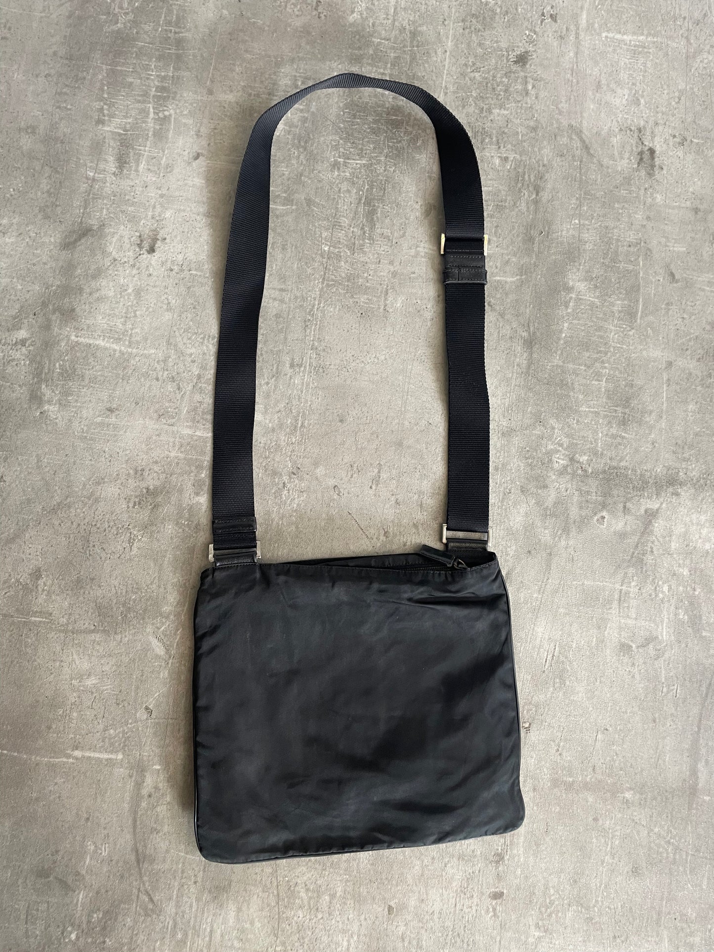 Prada Logo Plaque Nylon Crossbody Bag