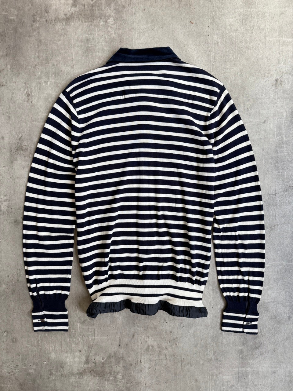 Sacai Two Tone Stripe Long Sleeve Polo Shirt