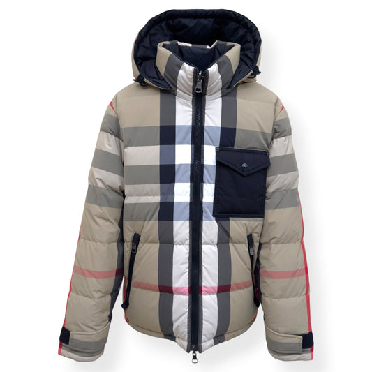 BURBERRY REVERSIBLE CHECK HOODED PUFFER JACKET BEIGE / BLACK M | Medium, Beige