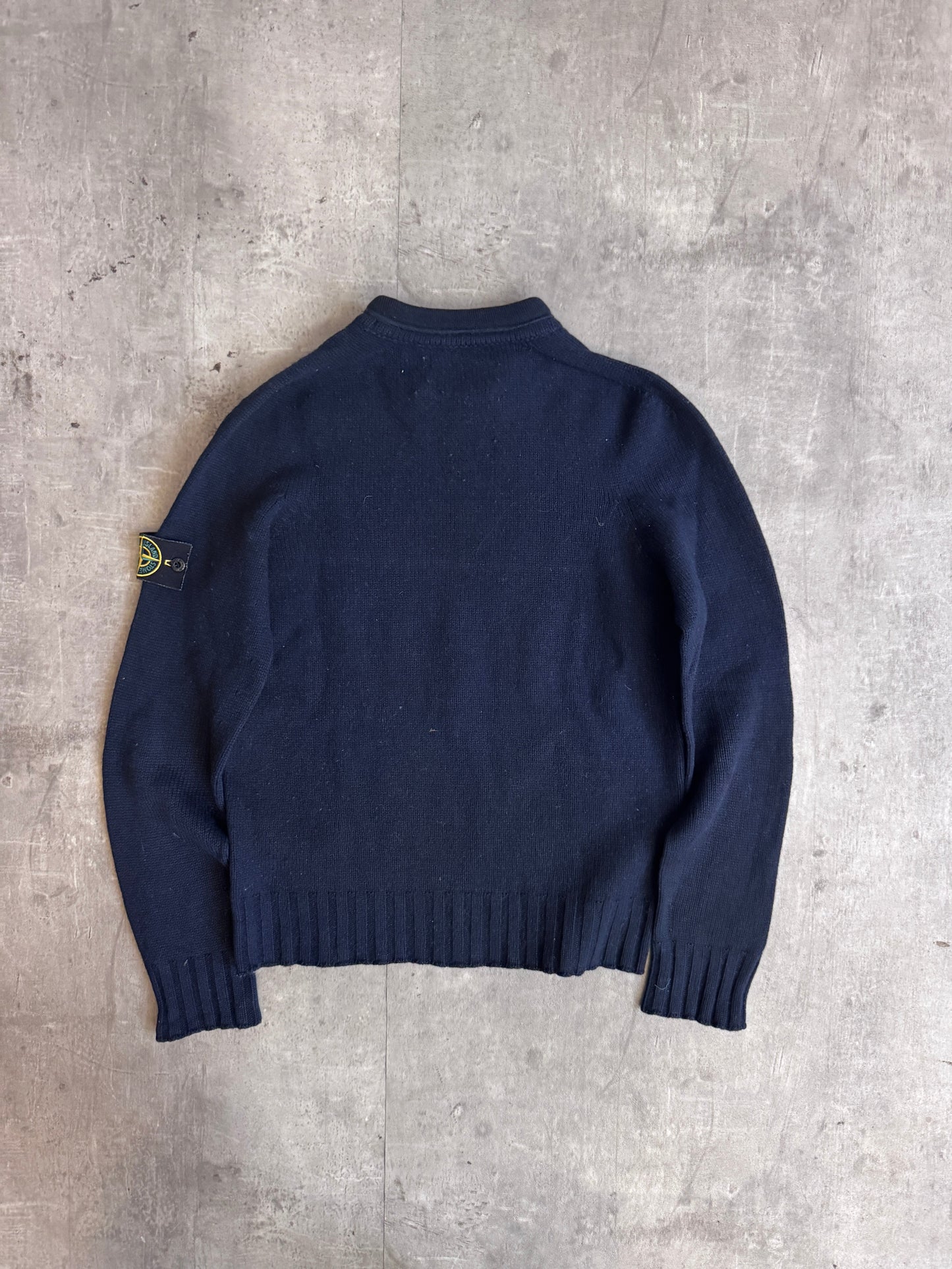 A/W 2006 Stone Island Navy Tonal Knit Sweater