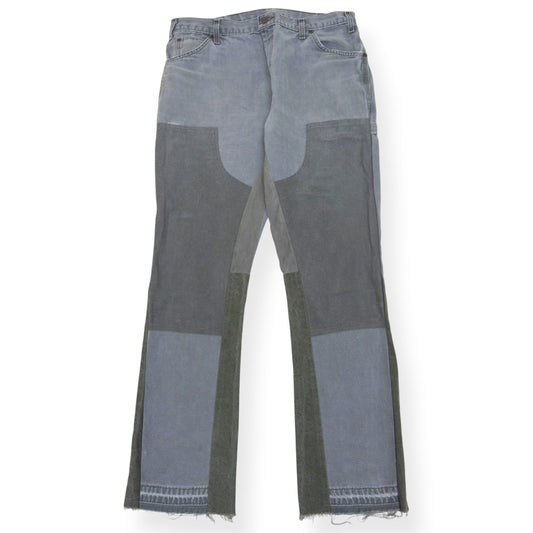 JEANIUS BAR ATELIER PATCHWORK FLARE JEANS GREY / GREEN W34 / M | Medium, Green
