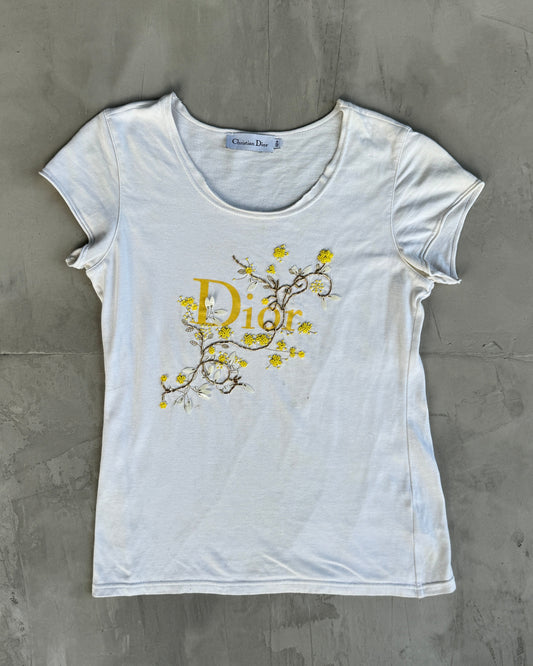 DIOR 2000'S BEADED YELLOW FLOWER TOP - S