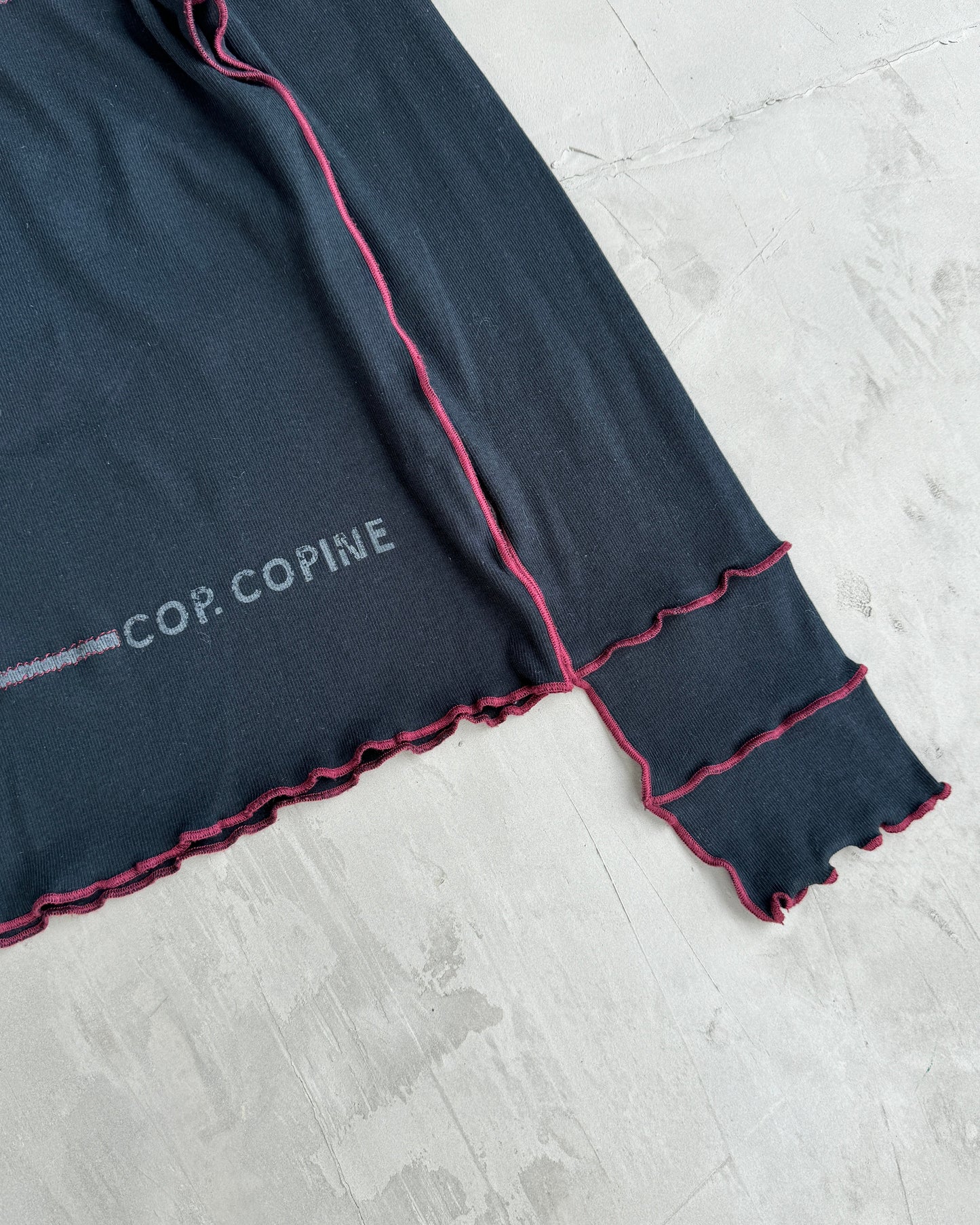 COP COPINE CONTRAST HEM LONG SLEEVE TOP - S
