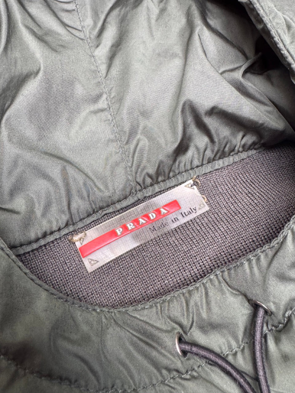 2003 Prada Nylon Panelled Metal Pull Knit Pullover