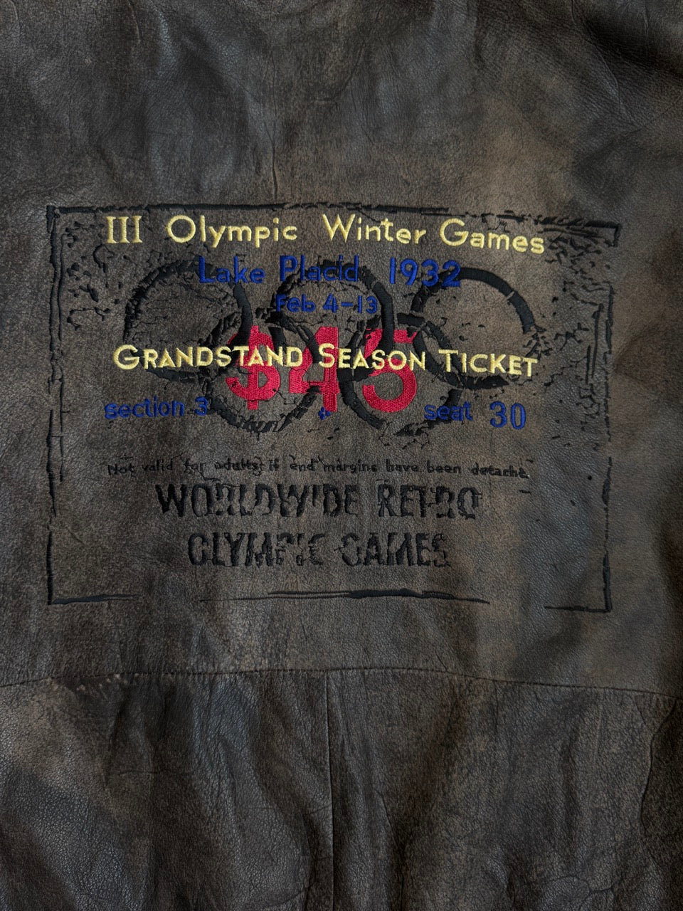 Adidas x Olympics 1932 Lake Placid Season Ticket Leather Jacket