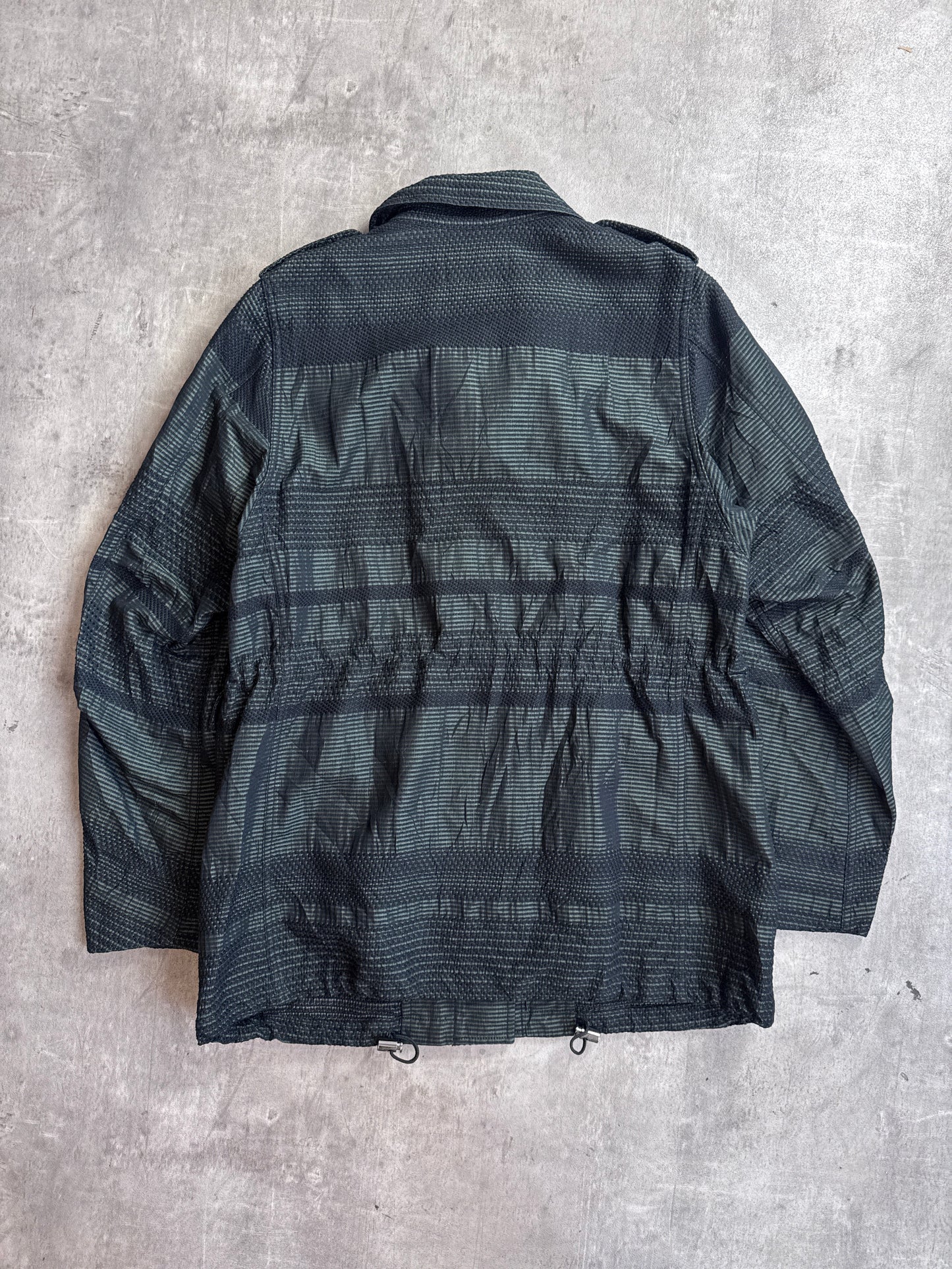 Issey Miyake Fete Green Two Tone Textured Button Down Field Jacket