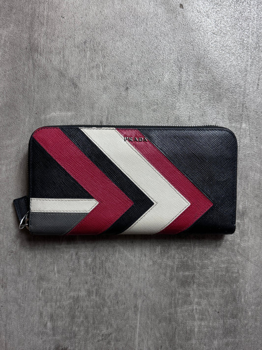 Prada Saffiano Leather Colour Block Continental Wallet