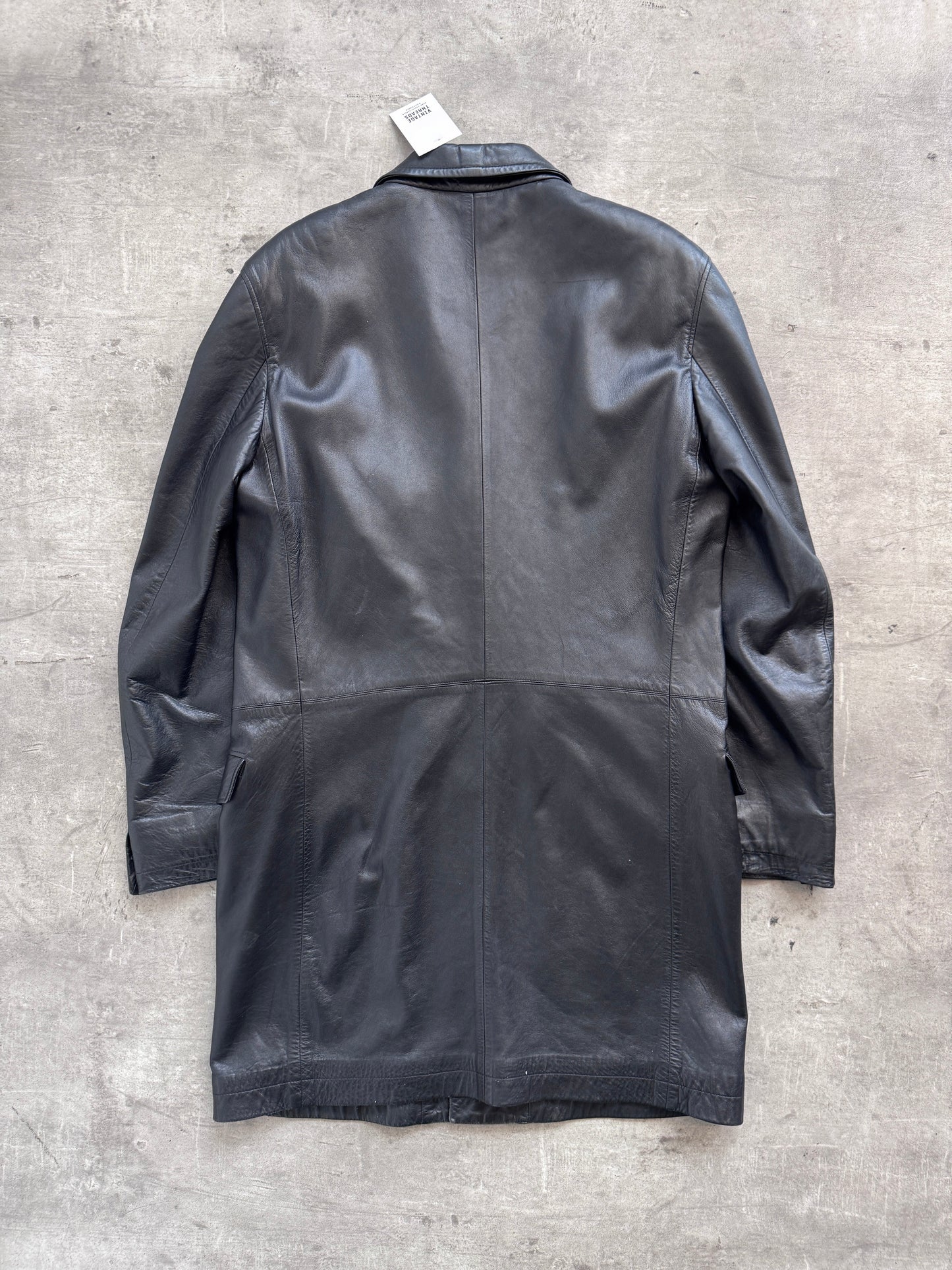 1990's Versace Jeans Couture Single Breast Leather Jacket | Extra Large, Black