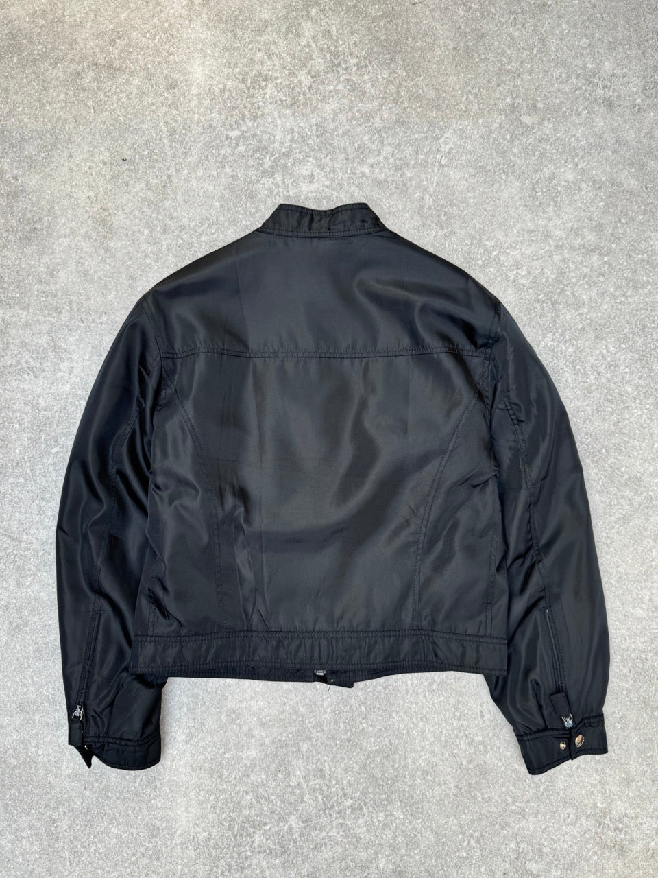 90s Prada Silk Lined Black Bomber Jacket