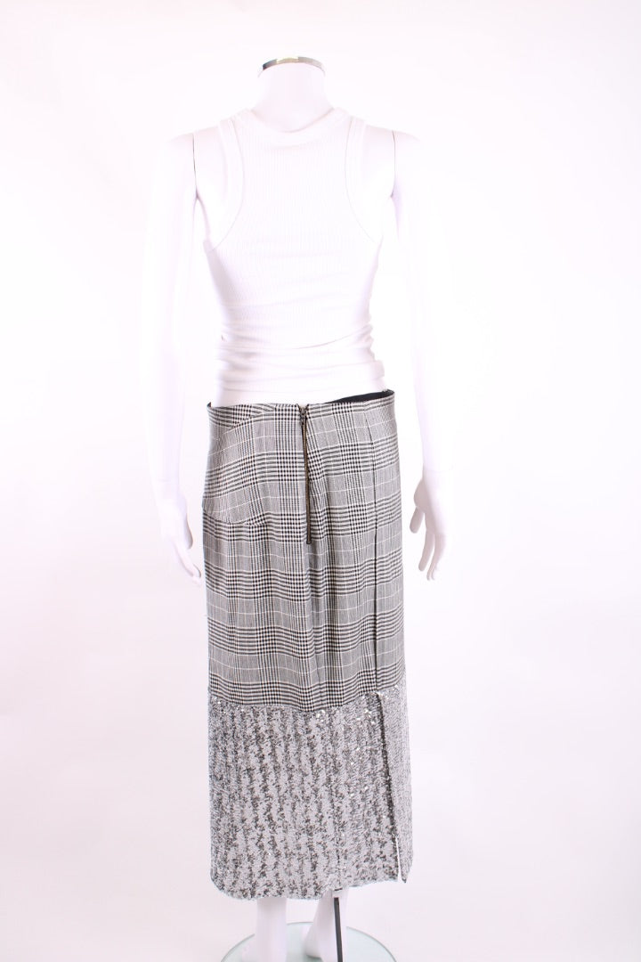 Roland Mouret Check Sequin Skirt Black/ White M | Medium, Black