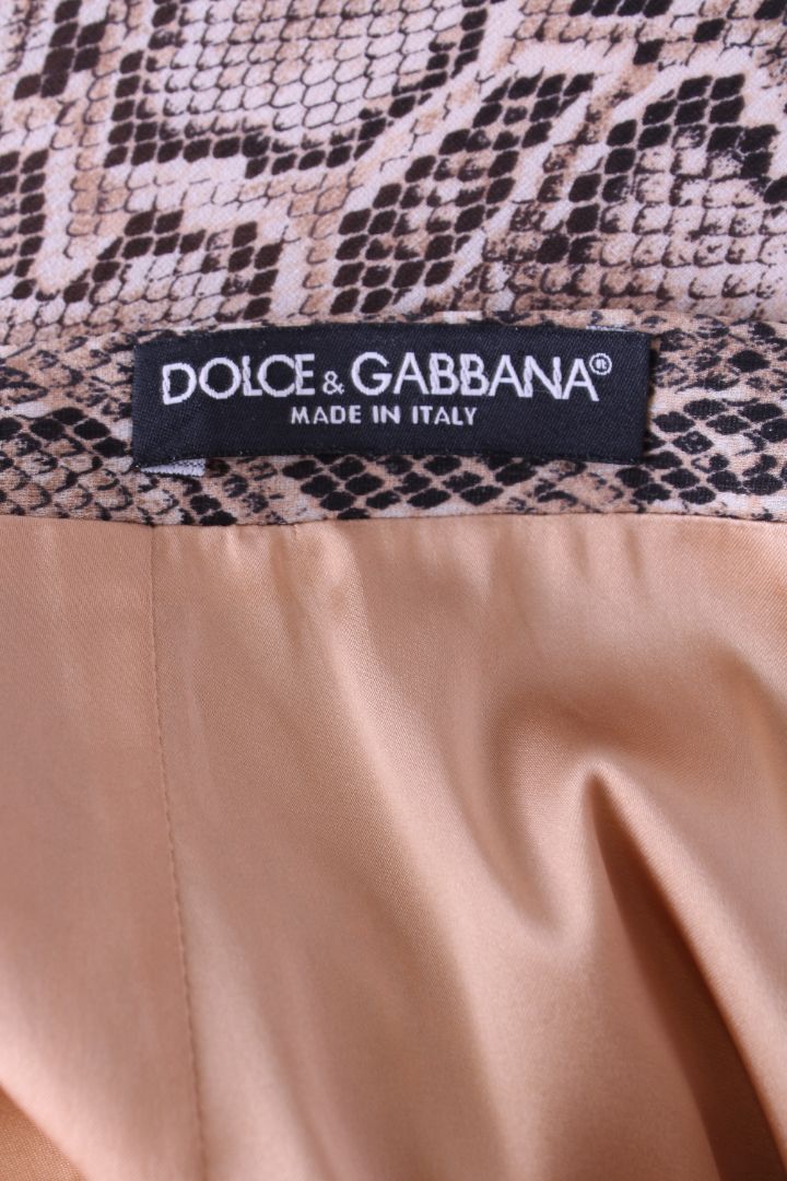 Dolce & Gabbana Snake Print Skirt Beige/ Brown S | Small, Beige