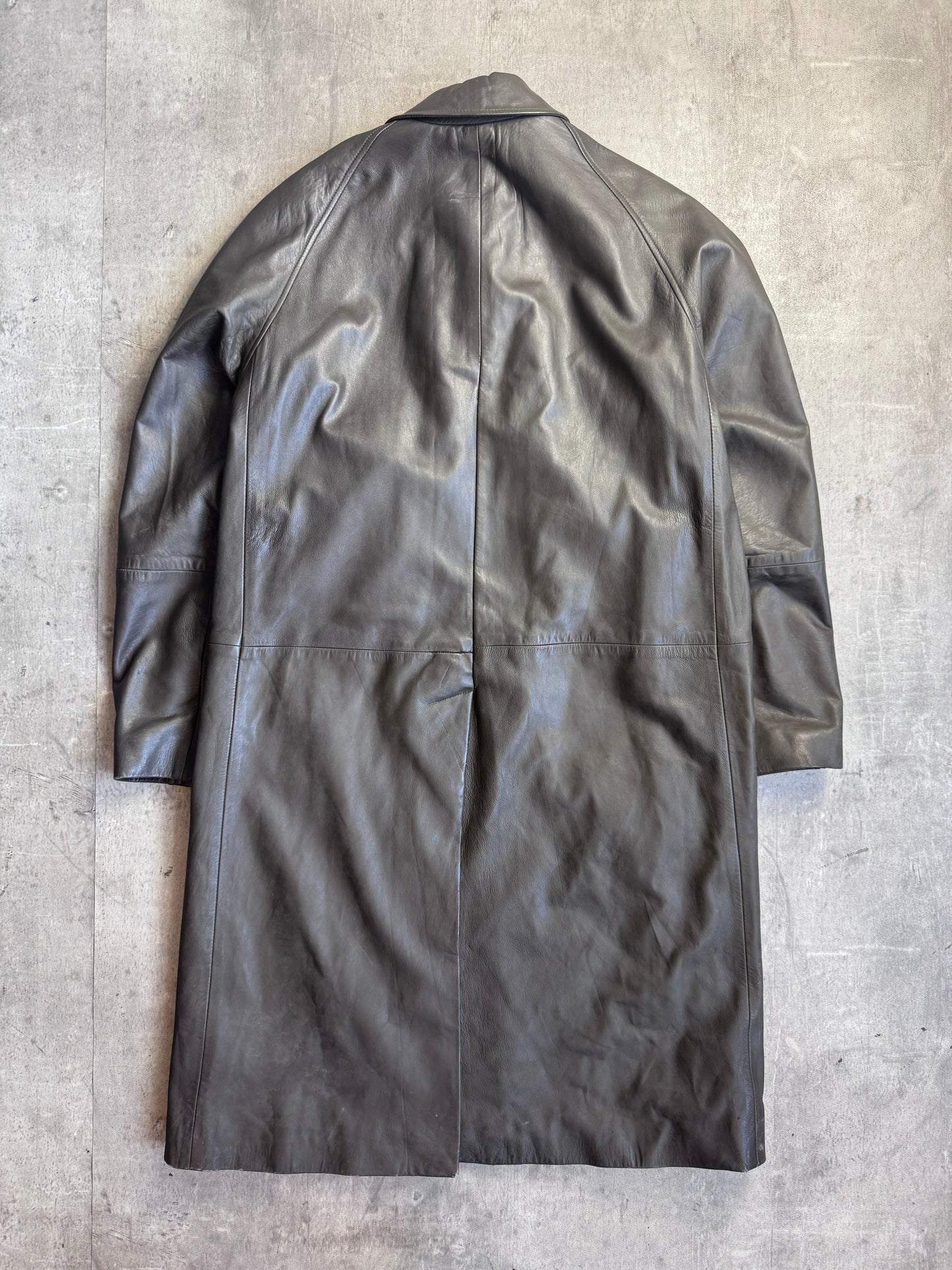 Burberry Nova Check Lined Brown Leather Trench Coat