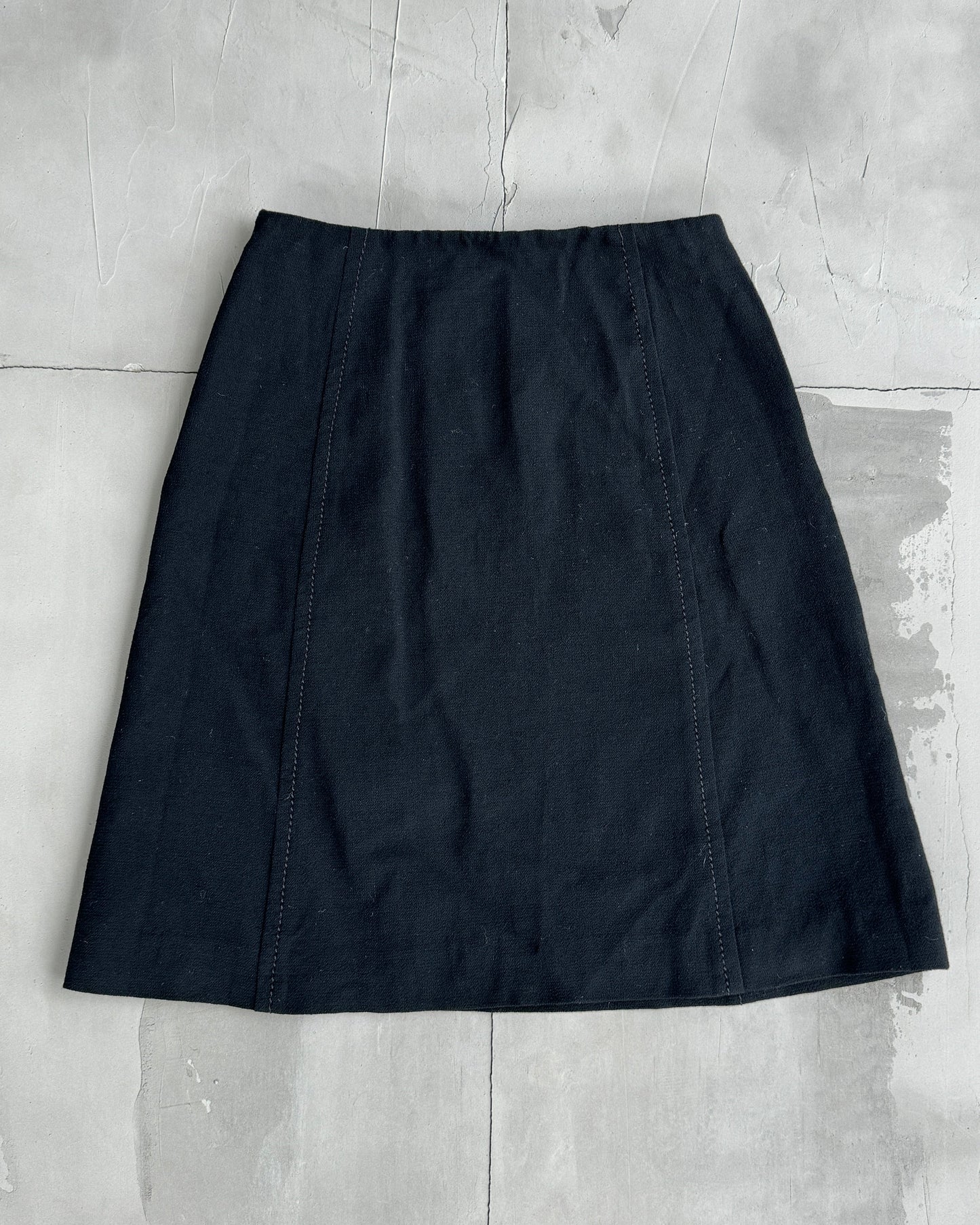 PRADA BLACK WOOL MIDI SKIRT - S | Small, Black