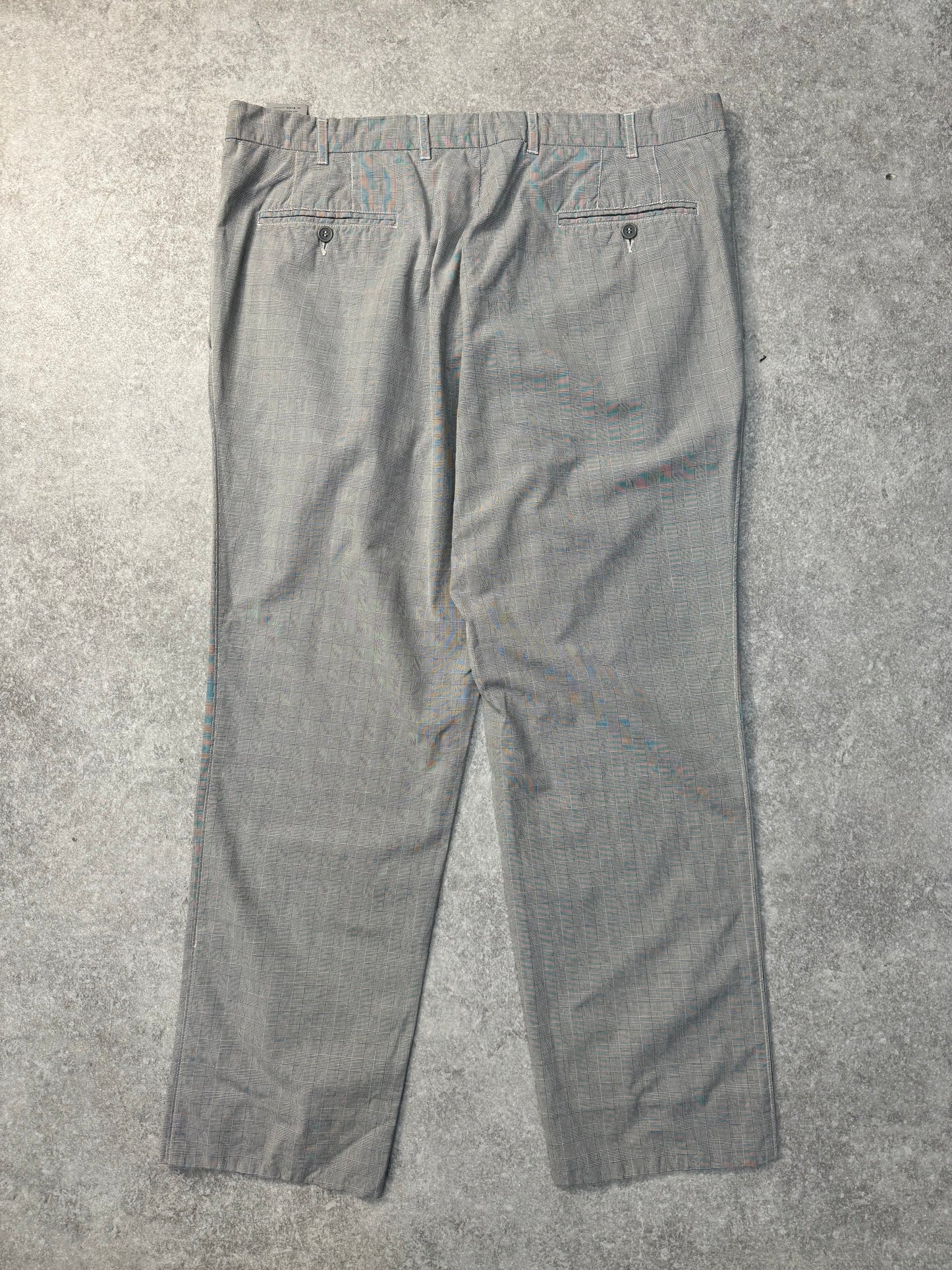 S/S2008 C.P. Company Hounstooth Pattern Straight Leg Tailored Trousers | W34, Red