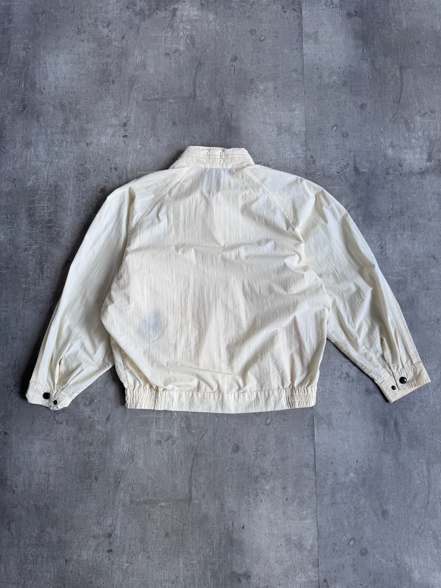 Burberry Logo Embroidered Cream Hooded Bomber Jacket
