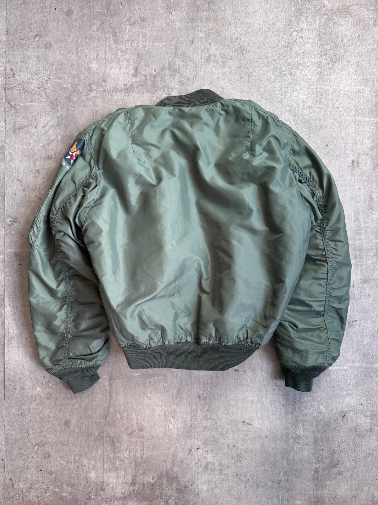 Houston Japan M-A1 Green Nylon Rib Knit Detailed Bomber