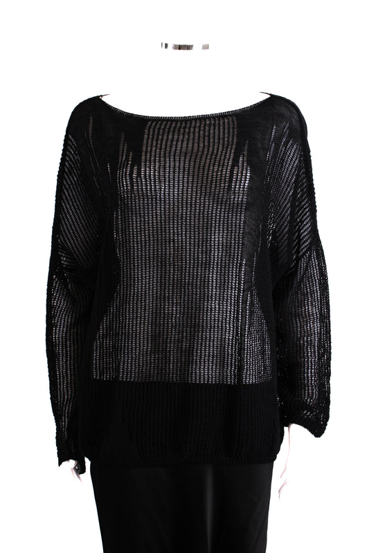 Sarah Pacini L/S Open Knit Jumper Black O/S | O/S, Black