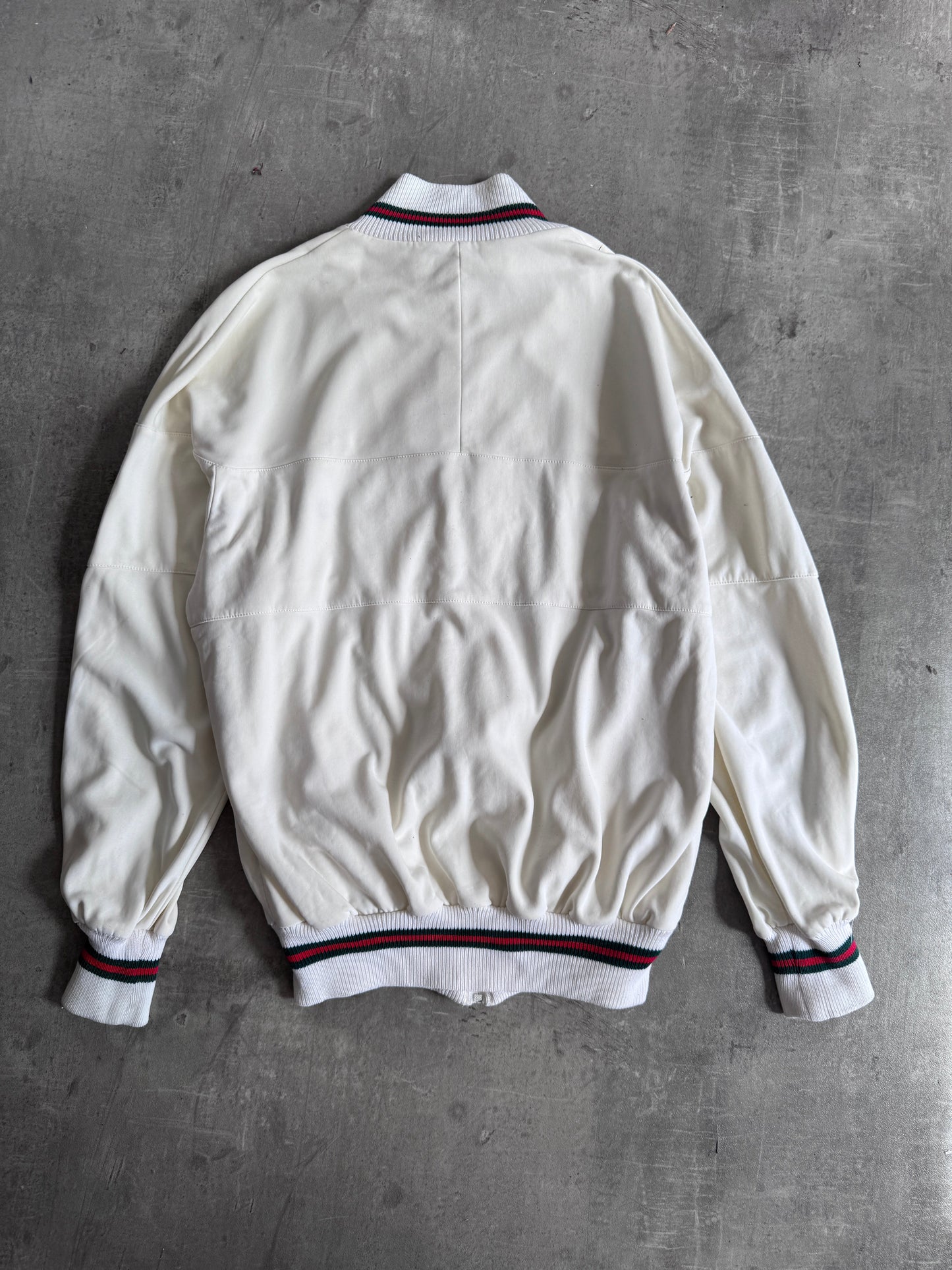 90s Gucci Cream Stripe Zip Up Sweater