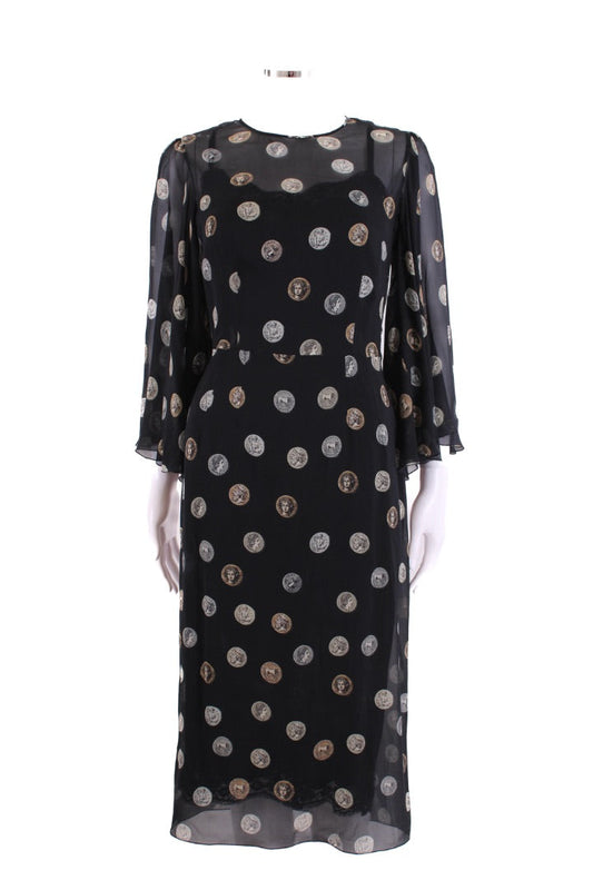 Dolce & Gabbana S/S Coin Print Dress Black/ Gold IT 44 | Default Title, Black