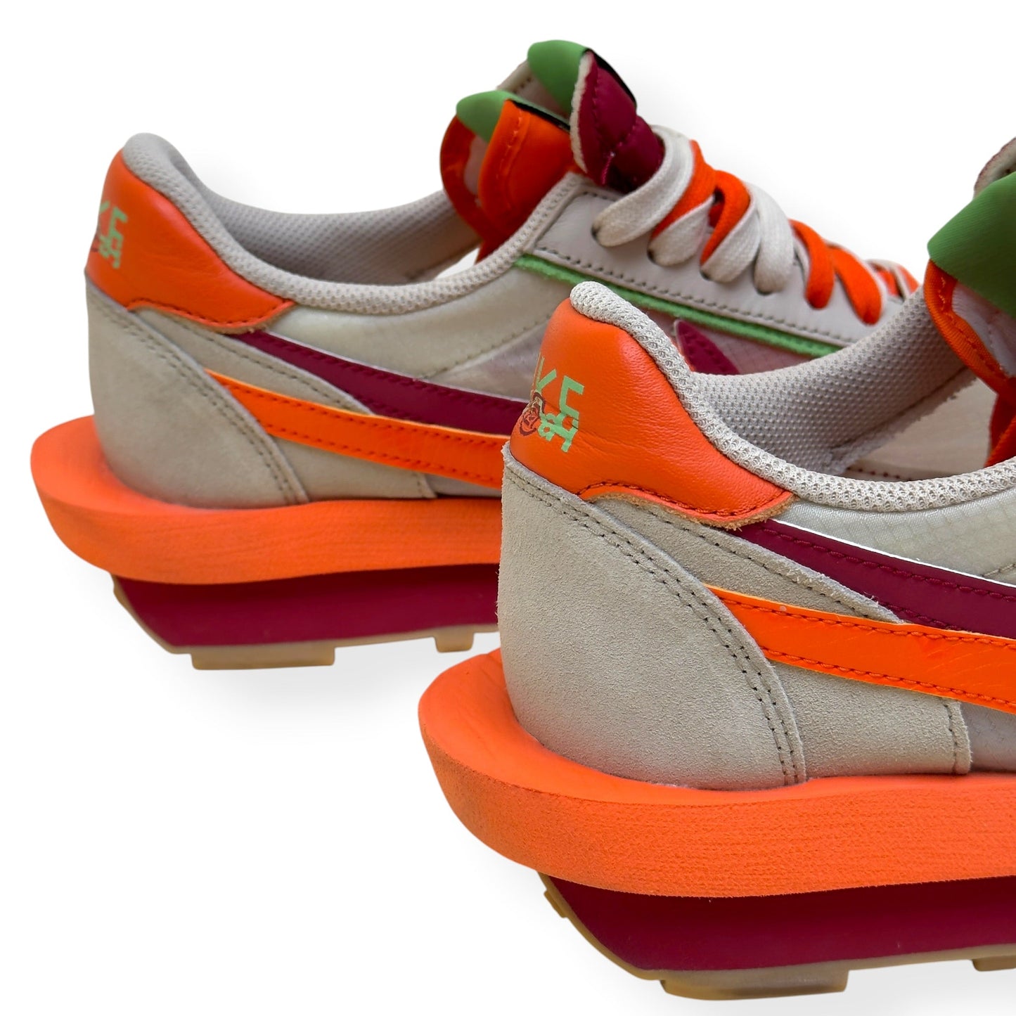 NIKE X SACAI X CLOT LDWAFFLE SNEAKER NET ORANGE BLAZE UK8 | UK 8, Orange