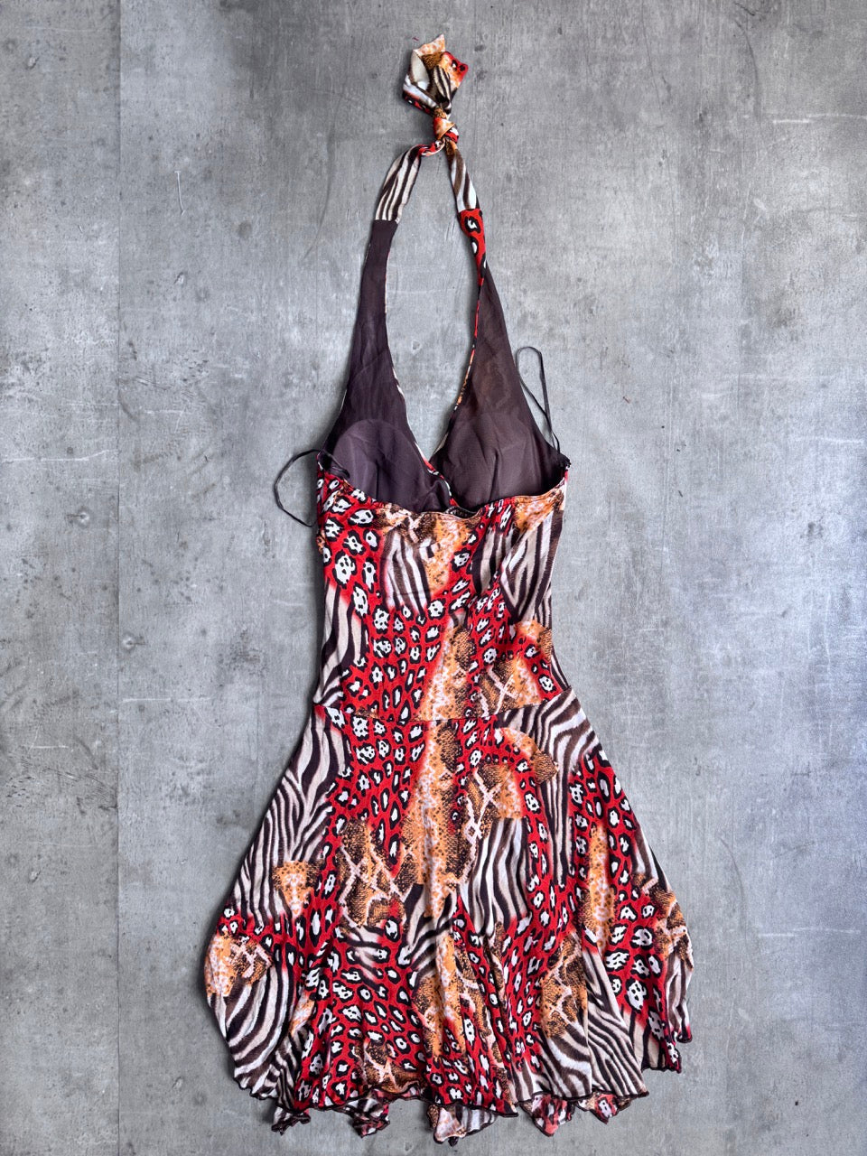 Animal Print Orange Halter Dress