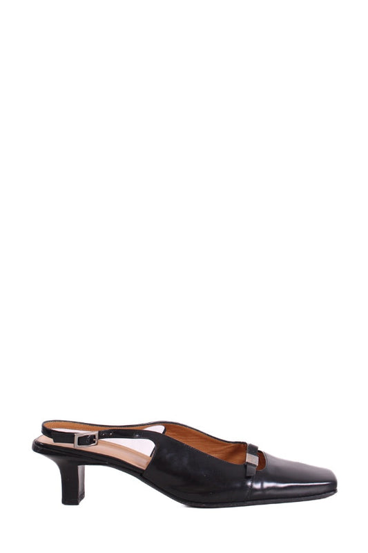Gucci Square Toe Slingback Heels Black 40.5 | DEFAULT TITLE, Black