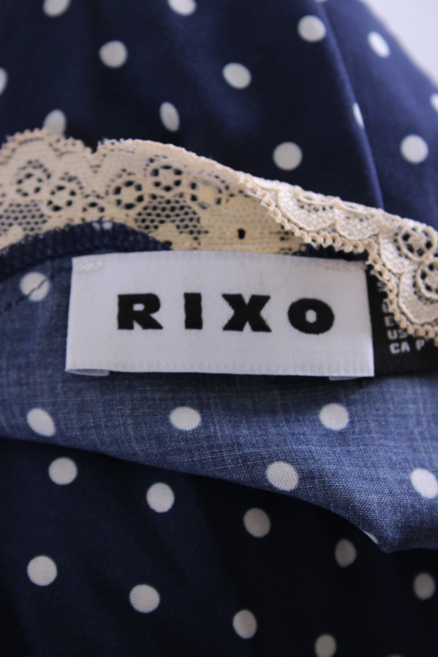 Rixo S/S Polka Dot Dress Navy/ Cream 10 | O/S, Cream
