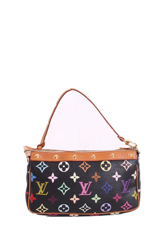 Louis Vuitton X Takashi Murakami Monogram Pouchette Bag Black/ Multi Colured | O/S, Black