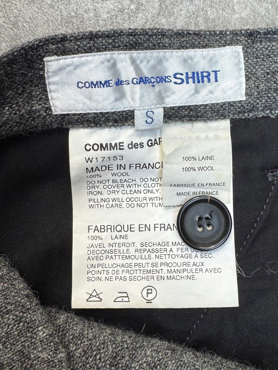 Comme des Garcons Grey Wool Shorts