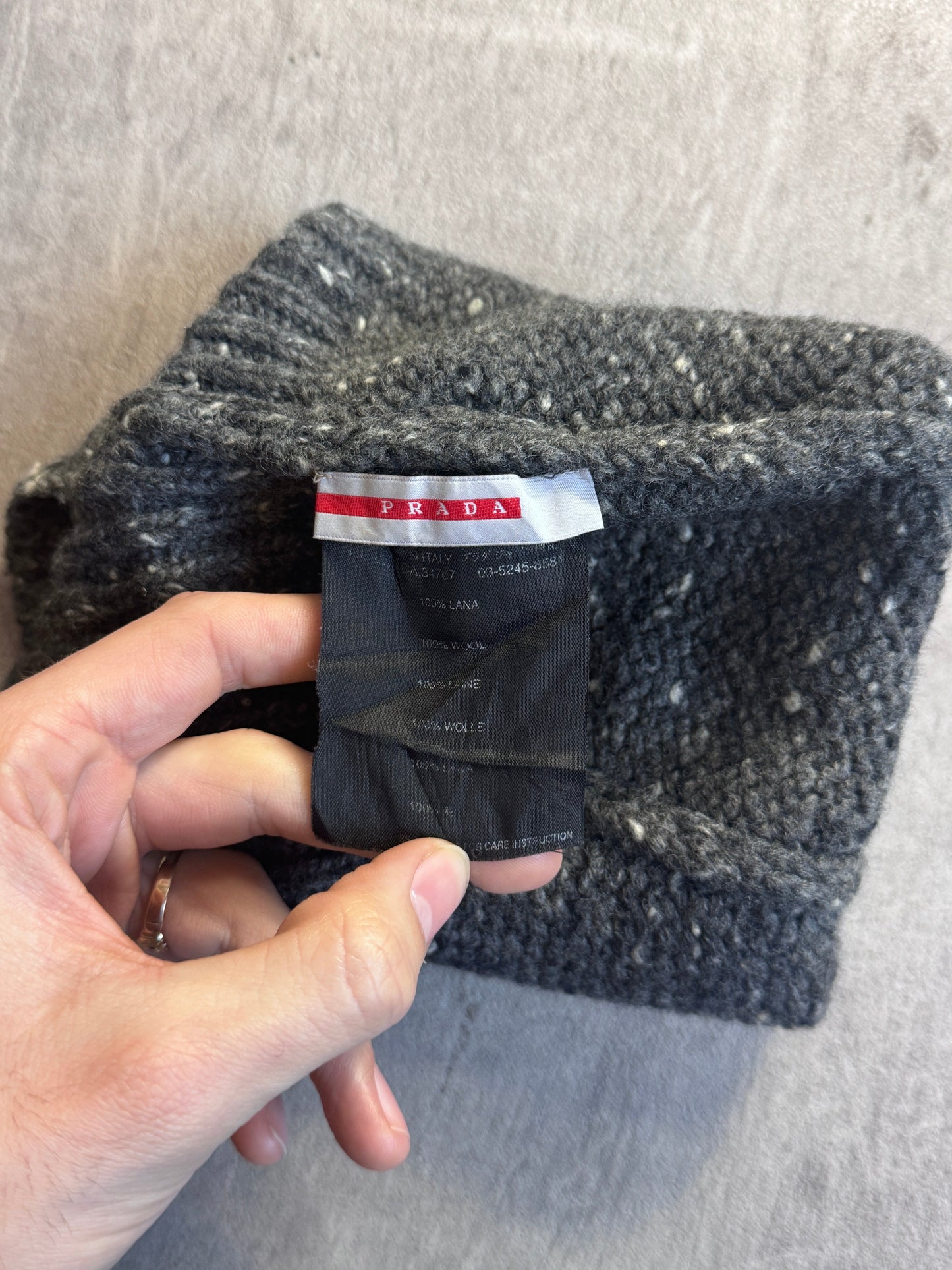 Prada Sport Grey Marled Wool Beanie