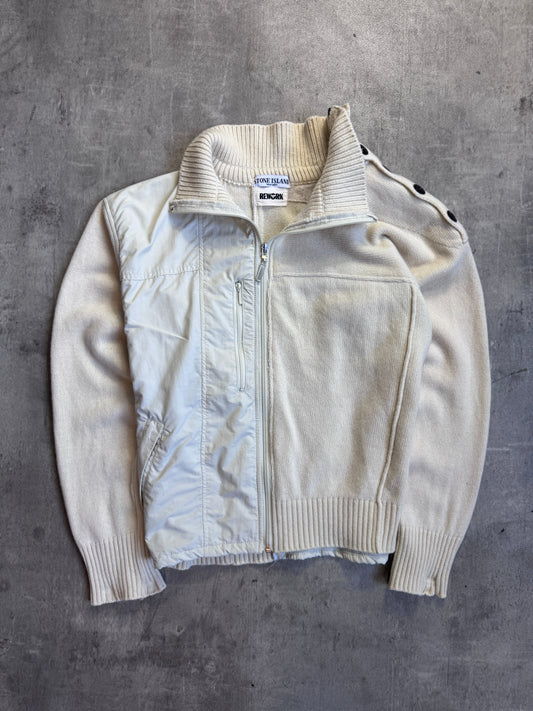 VT Rework: 2008 Stone Island Cream Wool Hybrid Knit Sweater