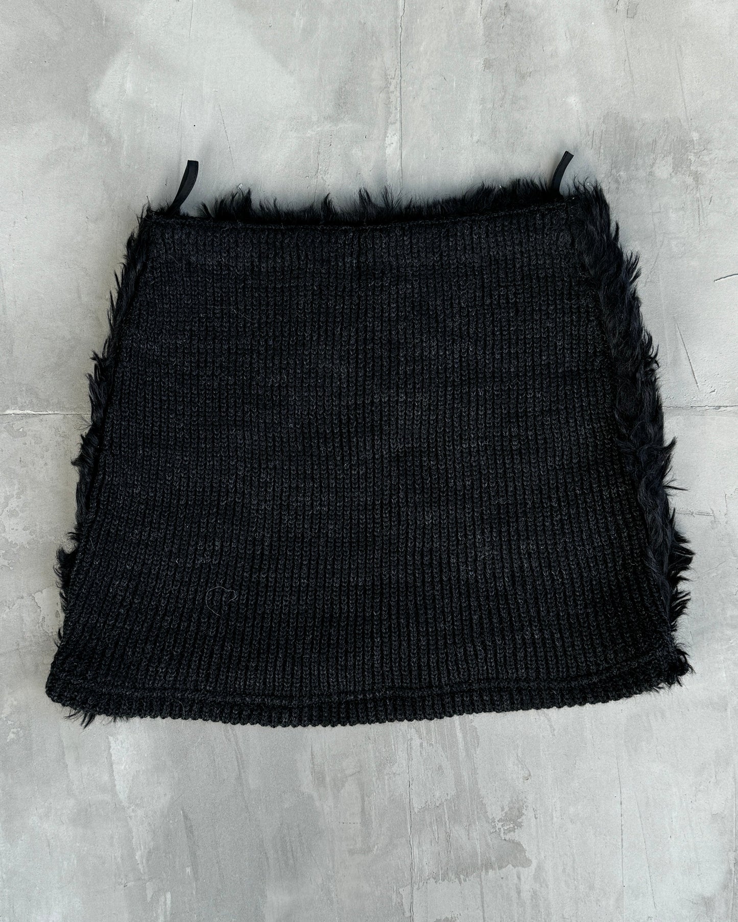 PRADA FUR & WOOL MINI SKIRT - S | Small, Multicoloured